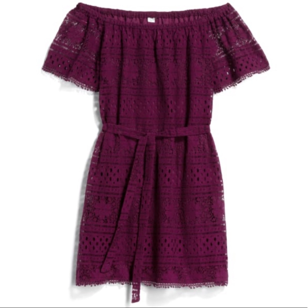 Q&A Shonda Lace Off the Shoulder Dress